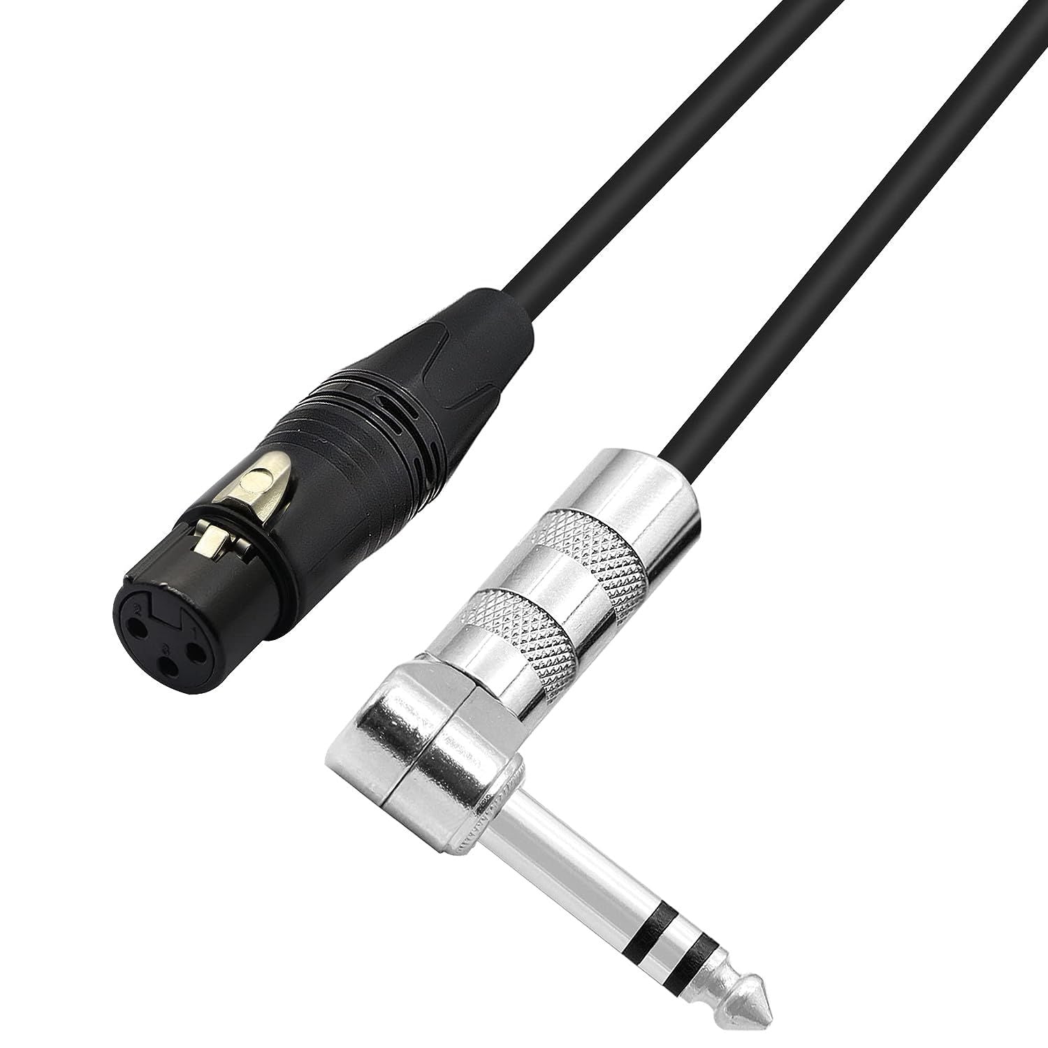 LW Essentials® Basic XLR Female to 1/4 in. Male TRS Stereo Cable (Straight + Right-Angle)