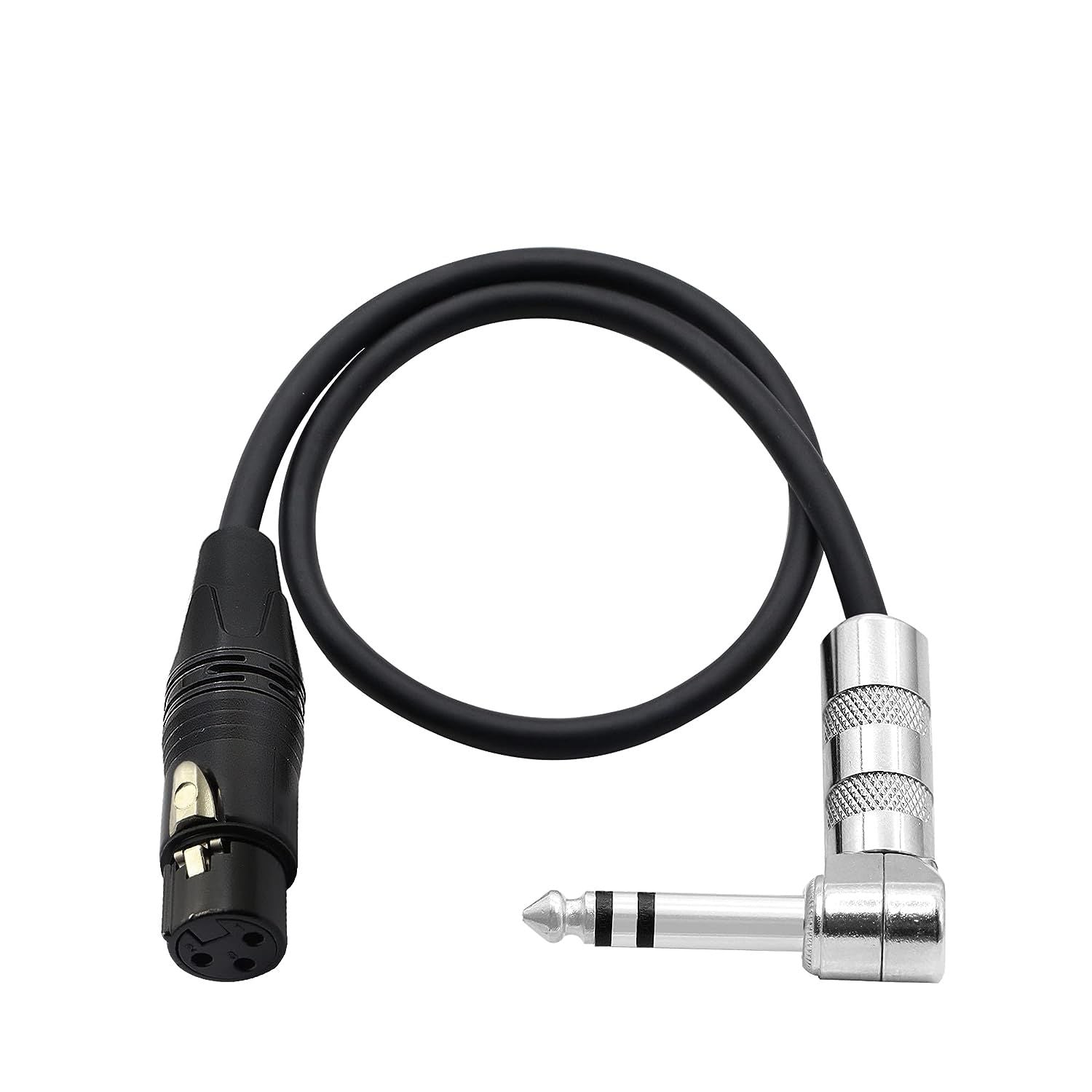 LW Essentials® Basic XLR Female to 1/4 in. Male TRS Stereo Cable (Straight + Right-Angle)