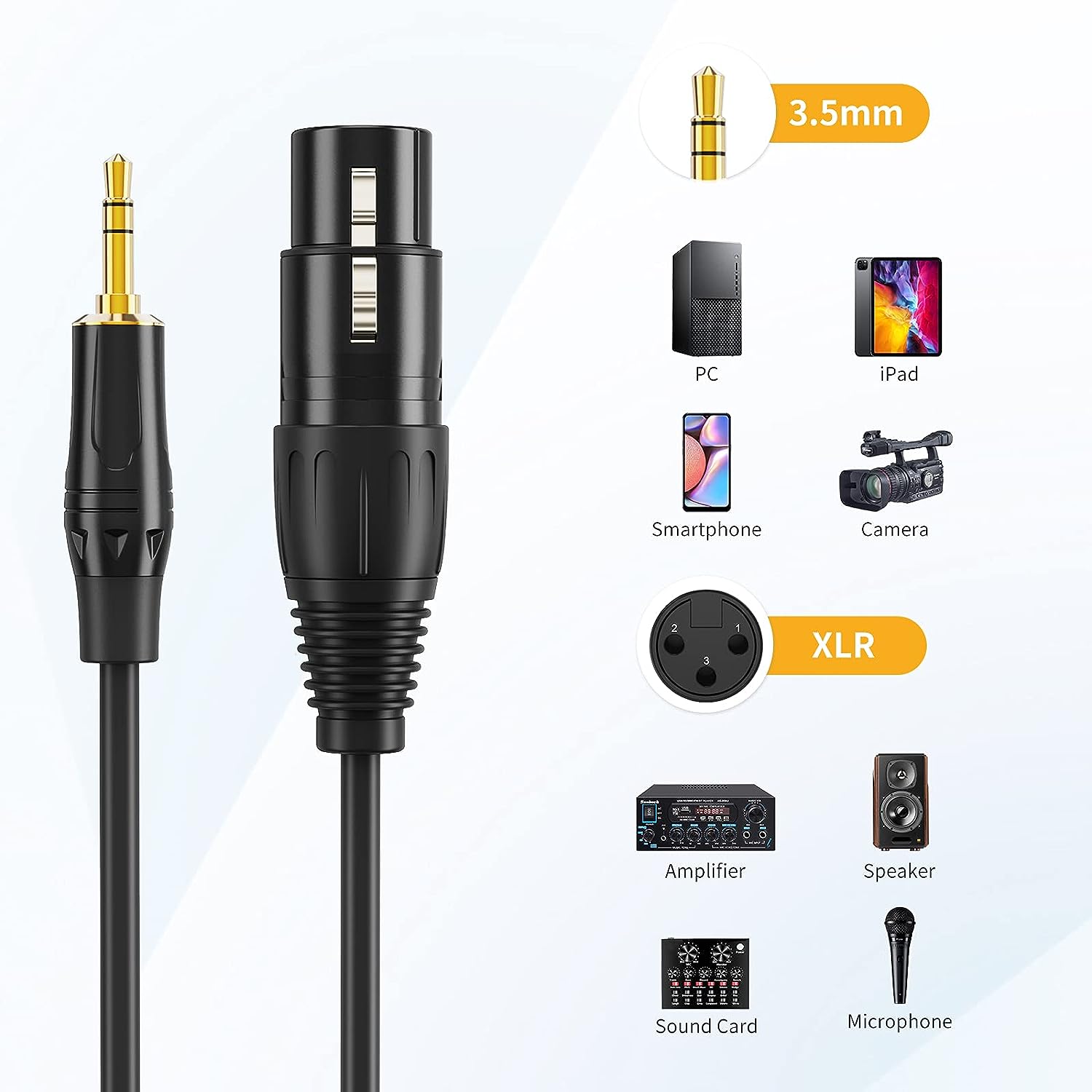 LW Essentials® Basic XLR Female to 3.5mm Male TRS Stereo Cable