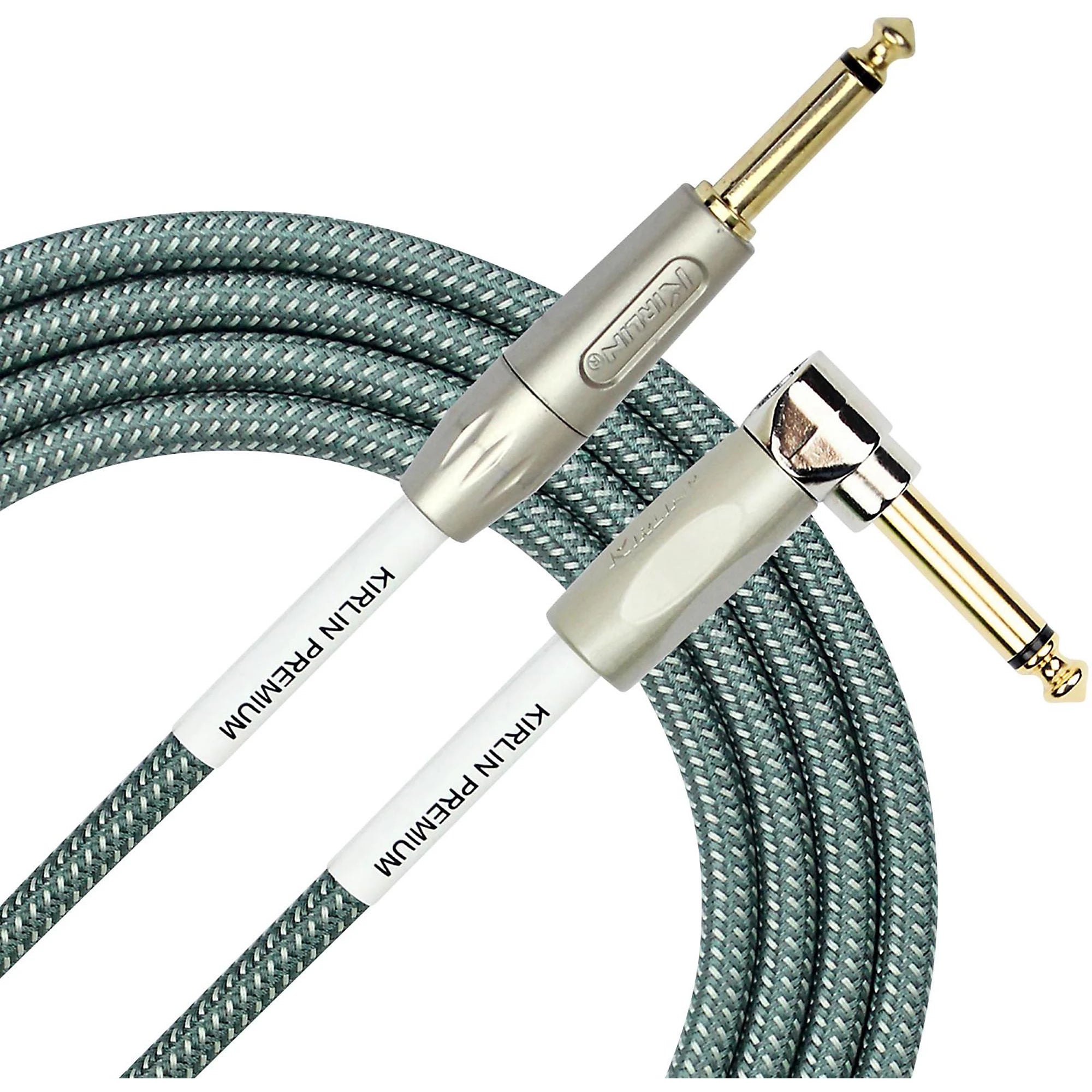 Prestige Picks® 1/4 in. Braided TS Mono Instrument Cable (Straight + Right-Angle) - Green
