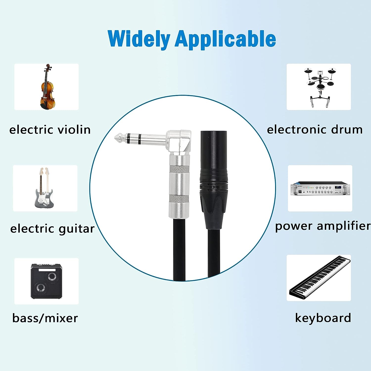 LW Essentials® Basic XLR Male to 1/4 in. Male TRS Stereo Cable (Straight + Right-Angle)