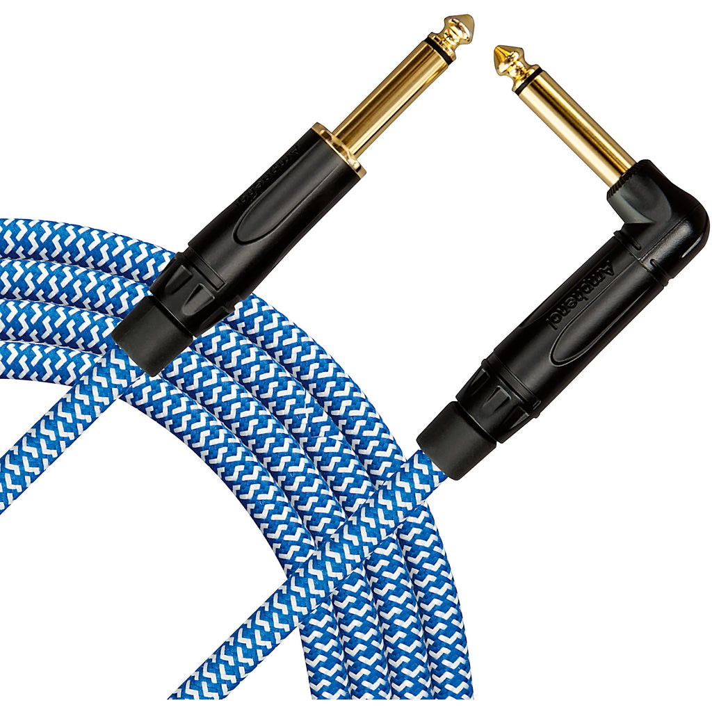 Prestige Picks® 1/4 in. Braided TS Mono Instrument Cable (Straight + Right-Angle) - Blue