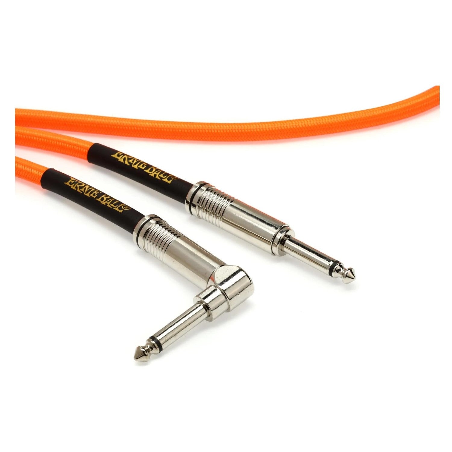 Prestige Picks® 1/4 in. Braided TS Mono Instrument Cable (Straight + Right-Angle) - Orange