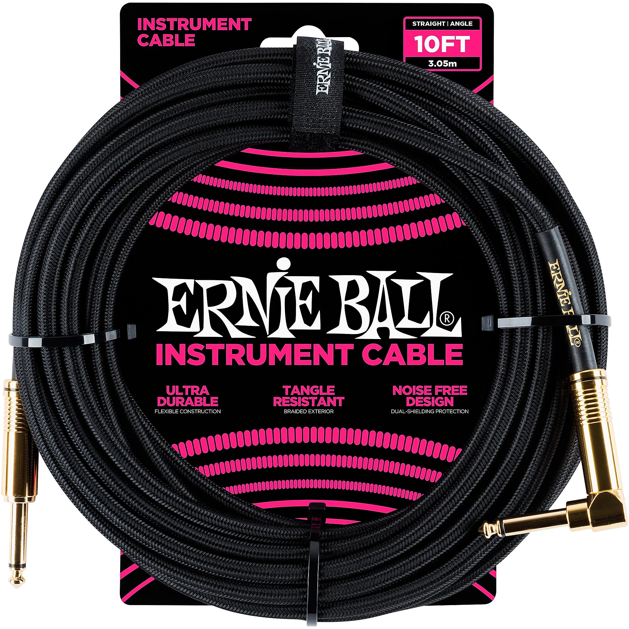 Prestige Picks® 1/4 in. Braided TS Mono Instrument Cable (Straight + Right-Angle) - Black
