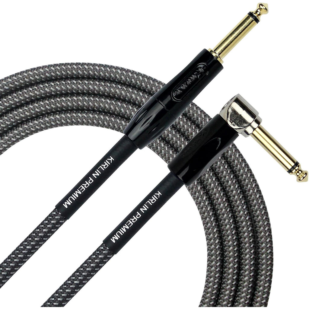 Prestige Picks® 1/4 in. Braided TS Mono Instrument Cable (Straight + Right-Angle) - Grey