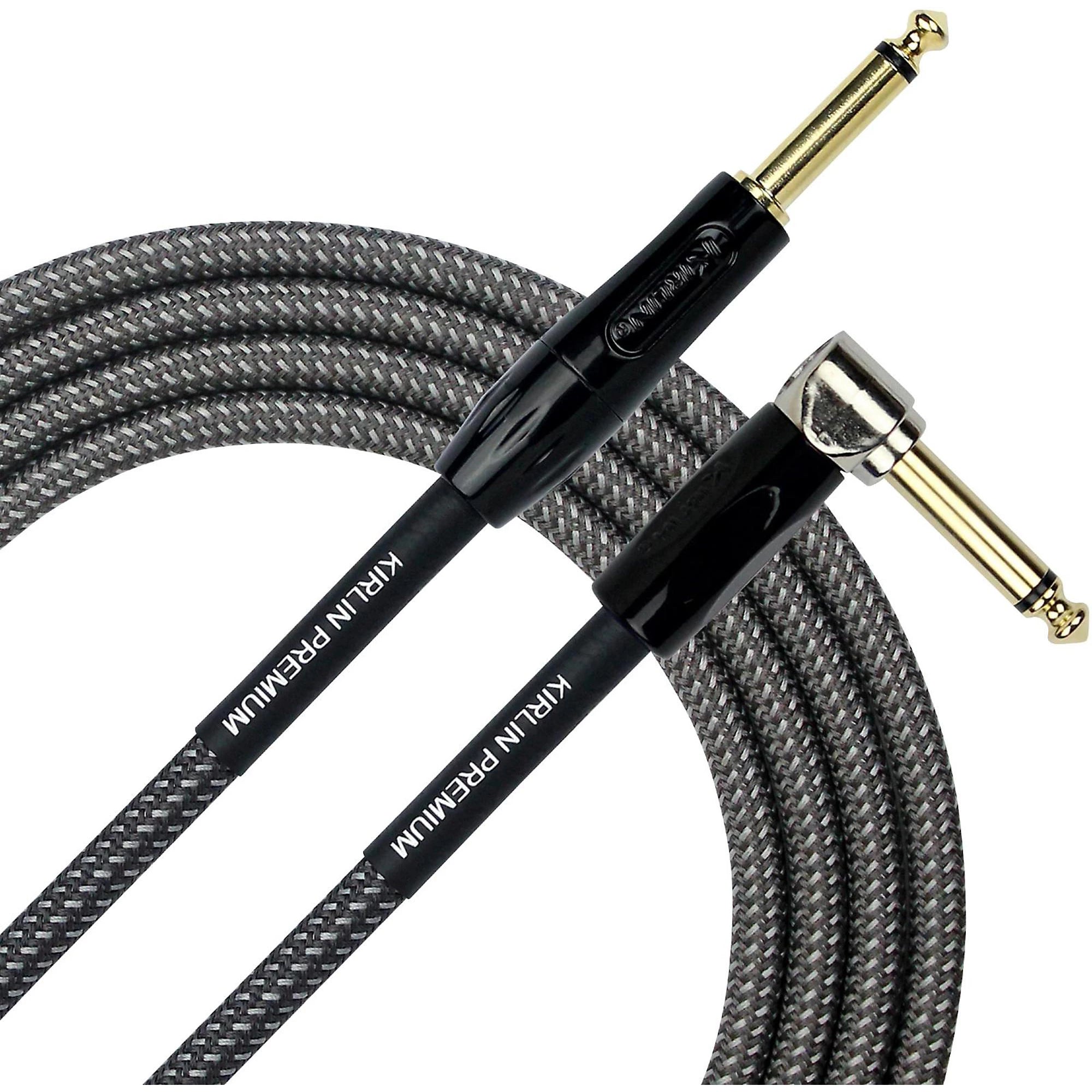 Prestige Picks® 1/4 in. Braided TS Mono Instrument Cable (Straight + Right-Angle) - Grey