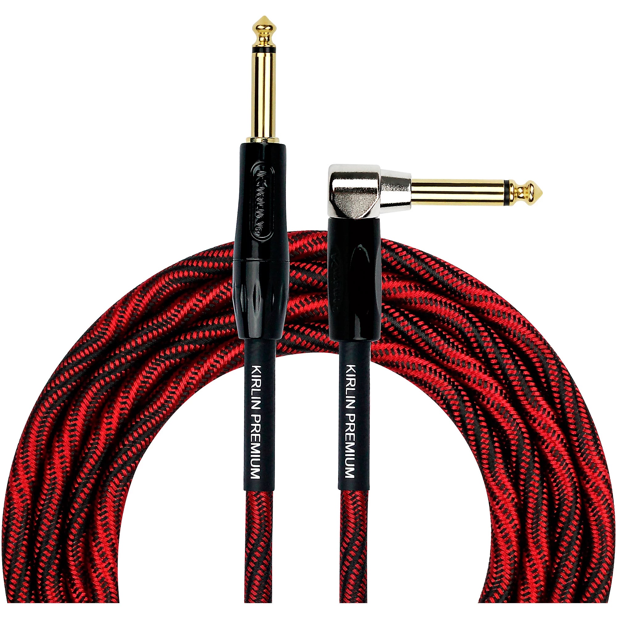 Prestige Picks® 1/4 in. Braided TS Mono Instrument Cable (Straight + Right-Angle) - Red