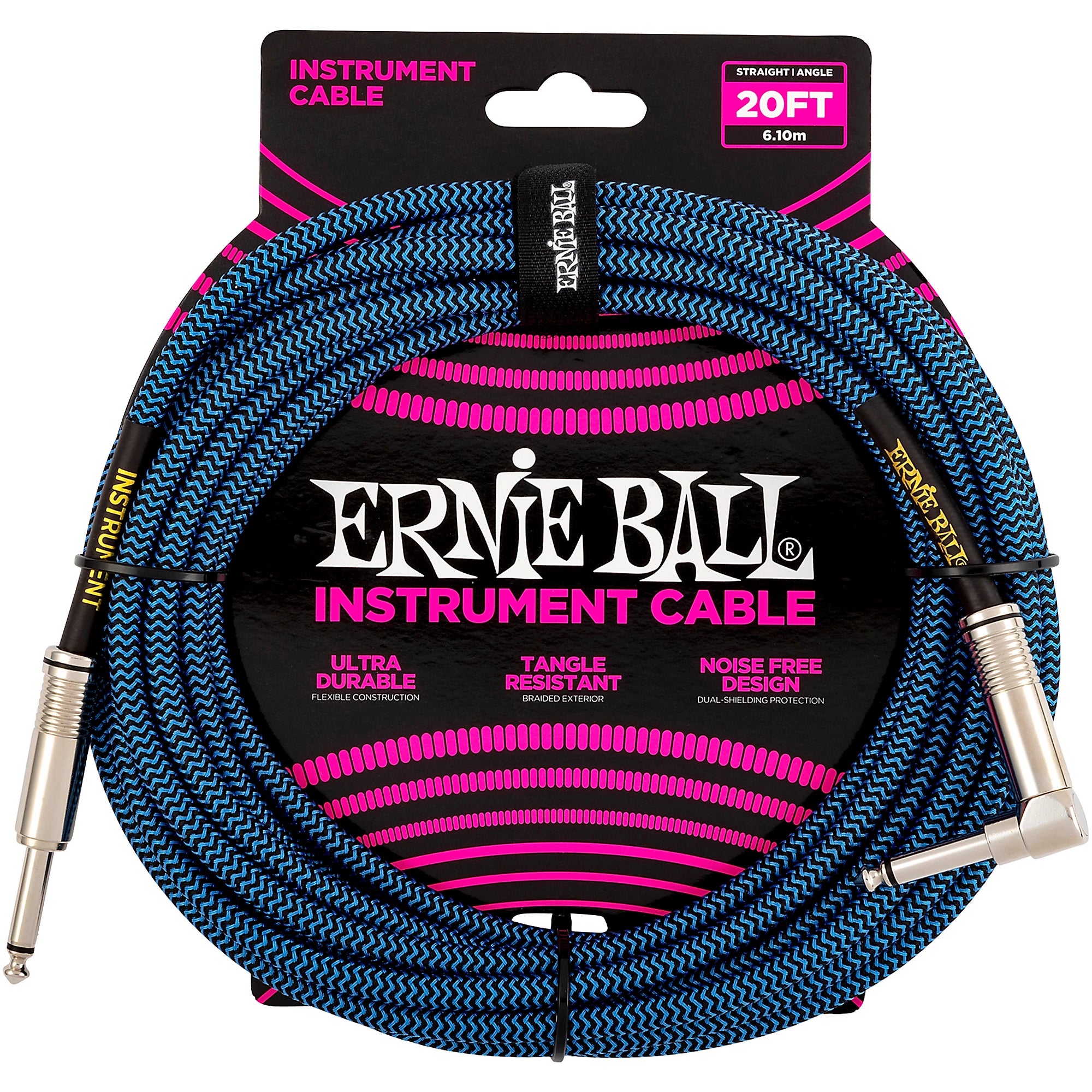 Prestige Picks® 1/4 in. Braided TS Mono Instrument Cable (Straight + Right-Angle) - Blue