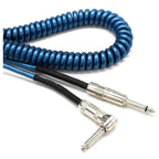 Prestige Picks® 1/4 in. Coiled TS Mono Instrument Cable (Straight + Right-Angle) - Blue