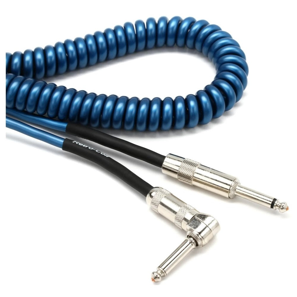 Prestige Picks® 1/4 in. Coiled TS Mono Instrument Cable (Straight + Right-Angle) - Blue