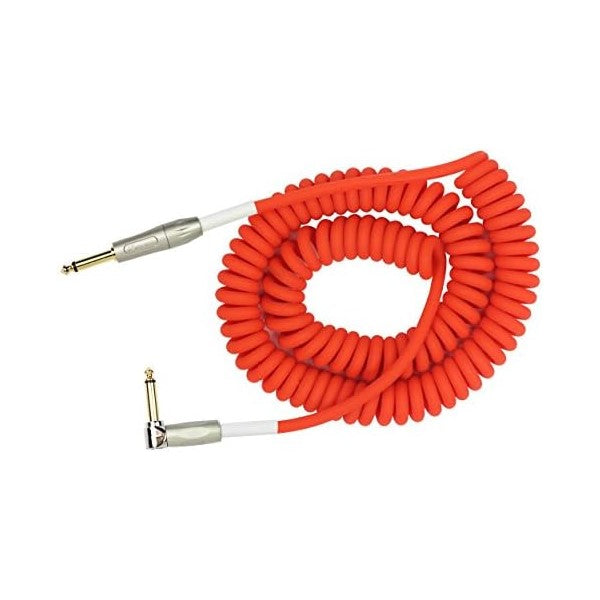 Prestige Picks® 1/4 in. Coiled TS Mono Instrument Cable (Straight + Right-Angle) - Orange