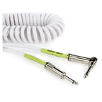 Prestige Picks® 1/4 in. Coiled TS Mono Instrument Cable (Straight + Right-Angle) - White