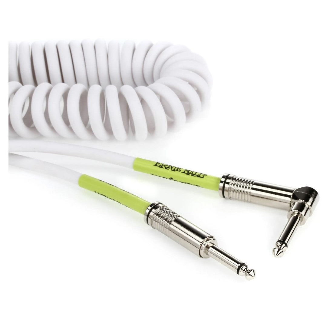 Prestige Picks® 1/4 in. Coiled TS Mono Instrument Cable (Straight + Right-Angle) - White
