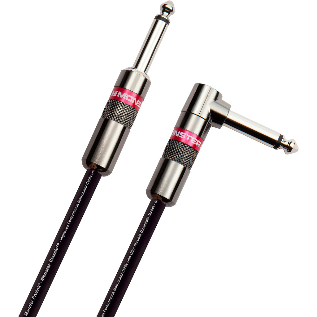 Prestige Picks® 1/4 in. Standard TS Mono Instrument Cable (Straight + Right-Angle) - Black