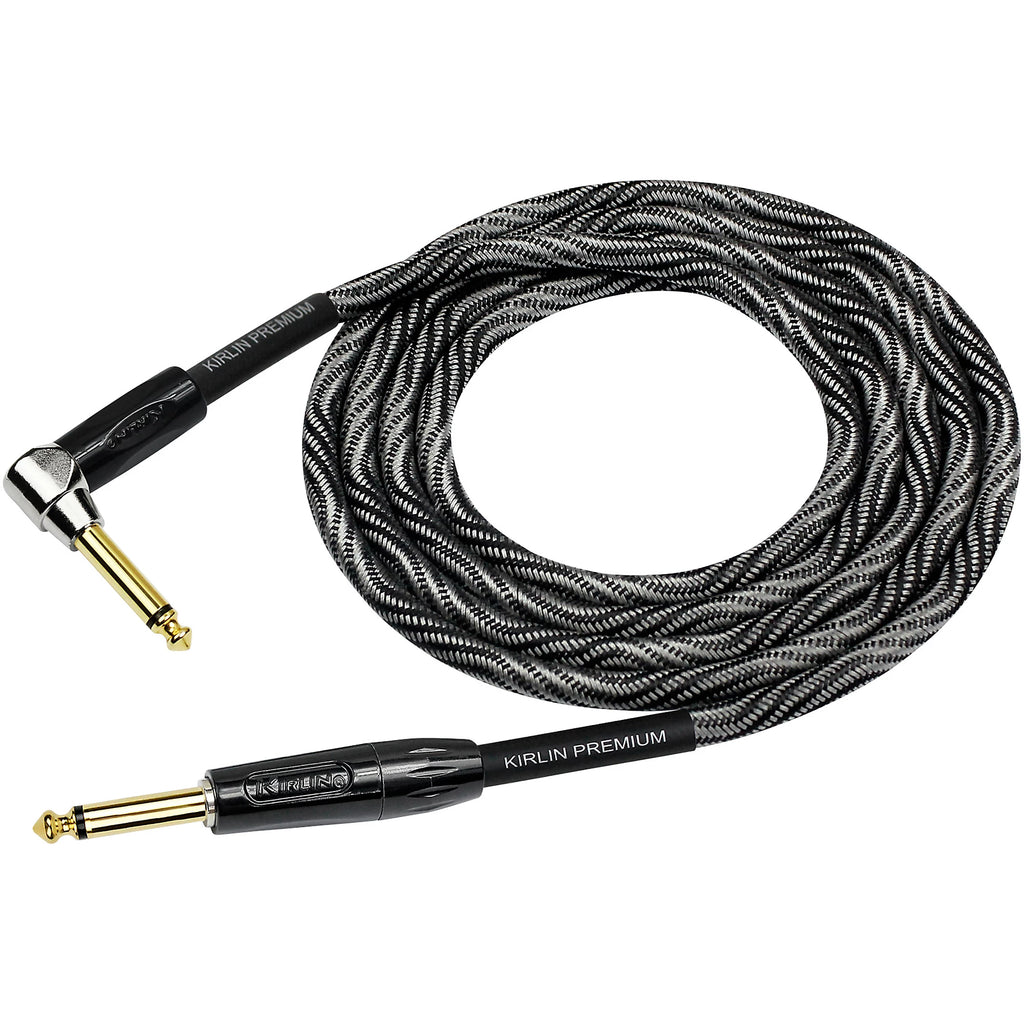 Prestige Picks® 1/4 in. Braided TS Mono Instrument Cable (Straight + Right-Angle) - Grey