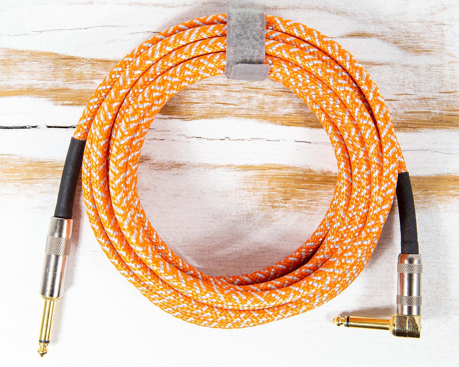 Prestige Picks® 1/4 in. Braided TS Mono Instrument Cable (Straight + Right-Angle) - Orange