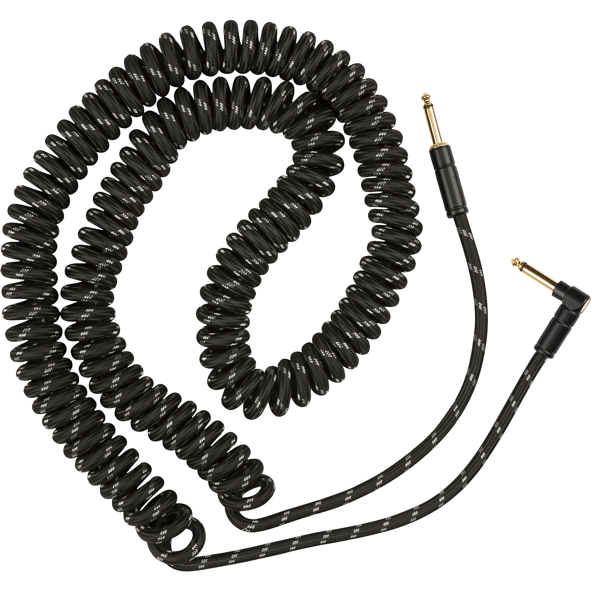 Prestige Picks® 1/4 in. Coiled TS Mono Instrument Cable (Straight + Right-Angle) - Black