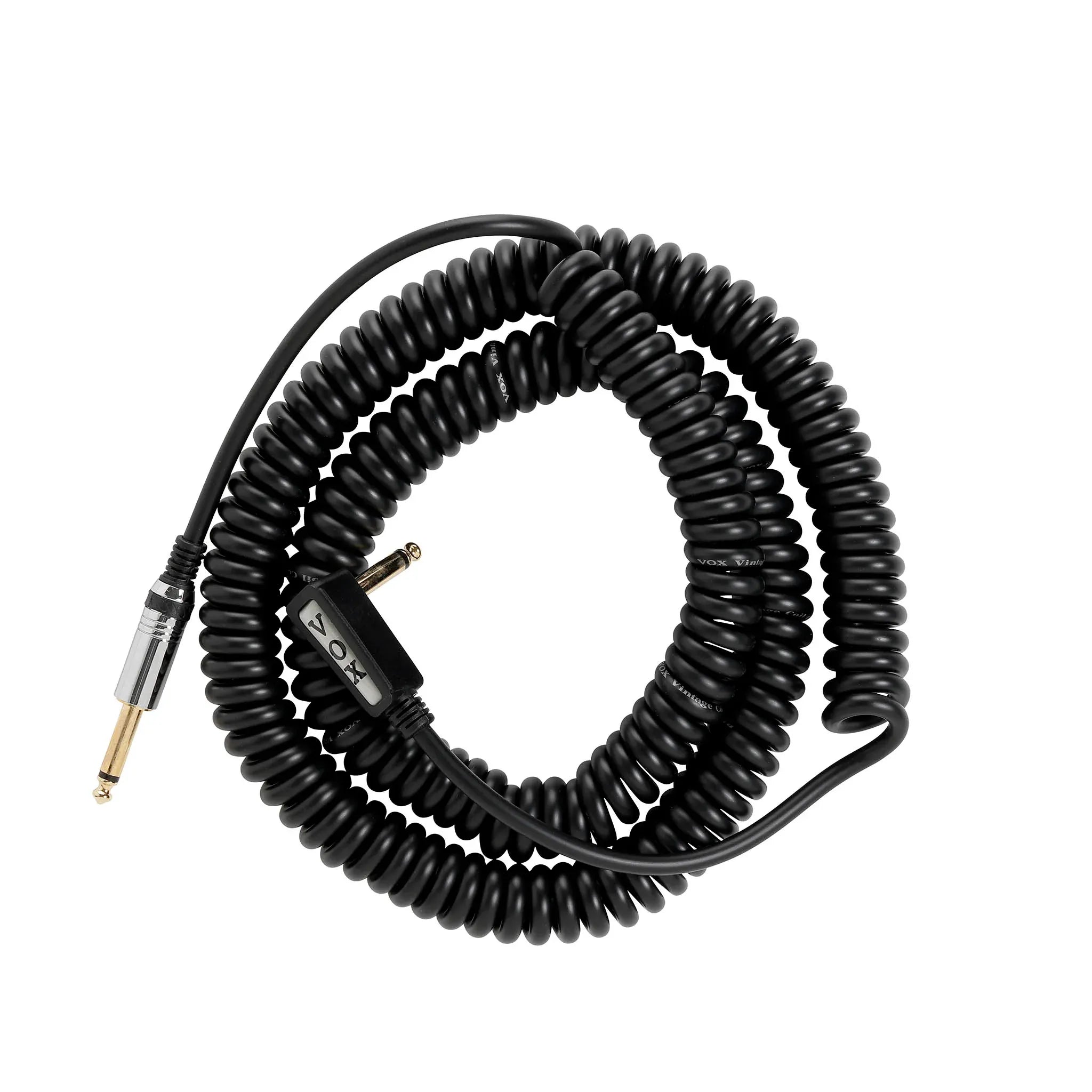 Prestige Picks® 1/4 in. Coiled TS Mono Instrument Cable (Straight + Right-Angle) - Black