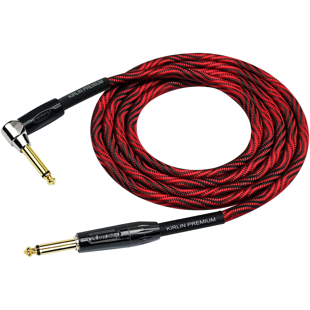 Prestige Picks® 1/4 in. Braided TS Mono Instrument Cable (Straight + Right-Angle) - Red