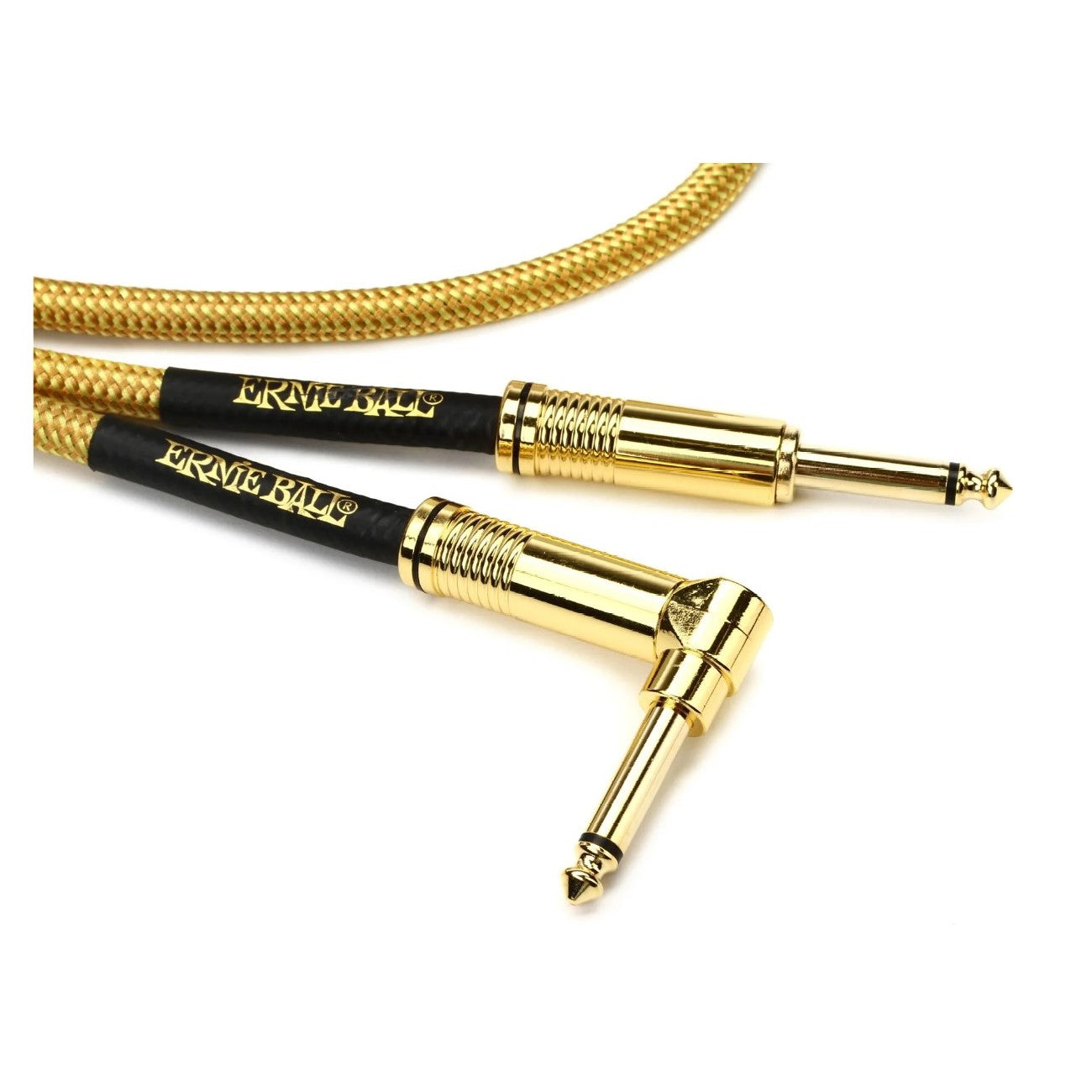 Prestige Picks® 1/4 in. Braided TS Mono Instrument Cable (Straight + Right-Angle) - Yellow