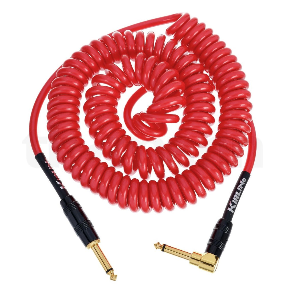 Prestige Picks® 1/4 in. Coiled TS Mono Instrument Cable (Straight + Right-Angle) - Red