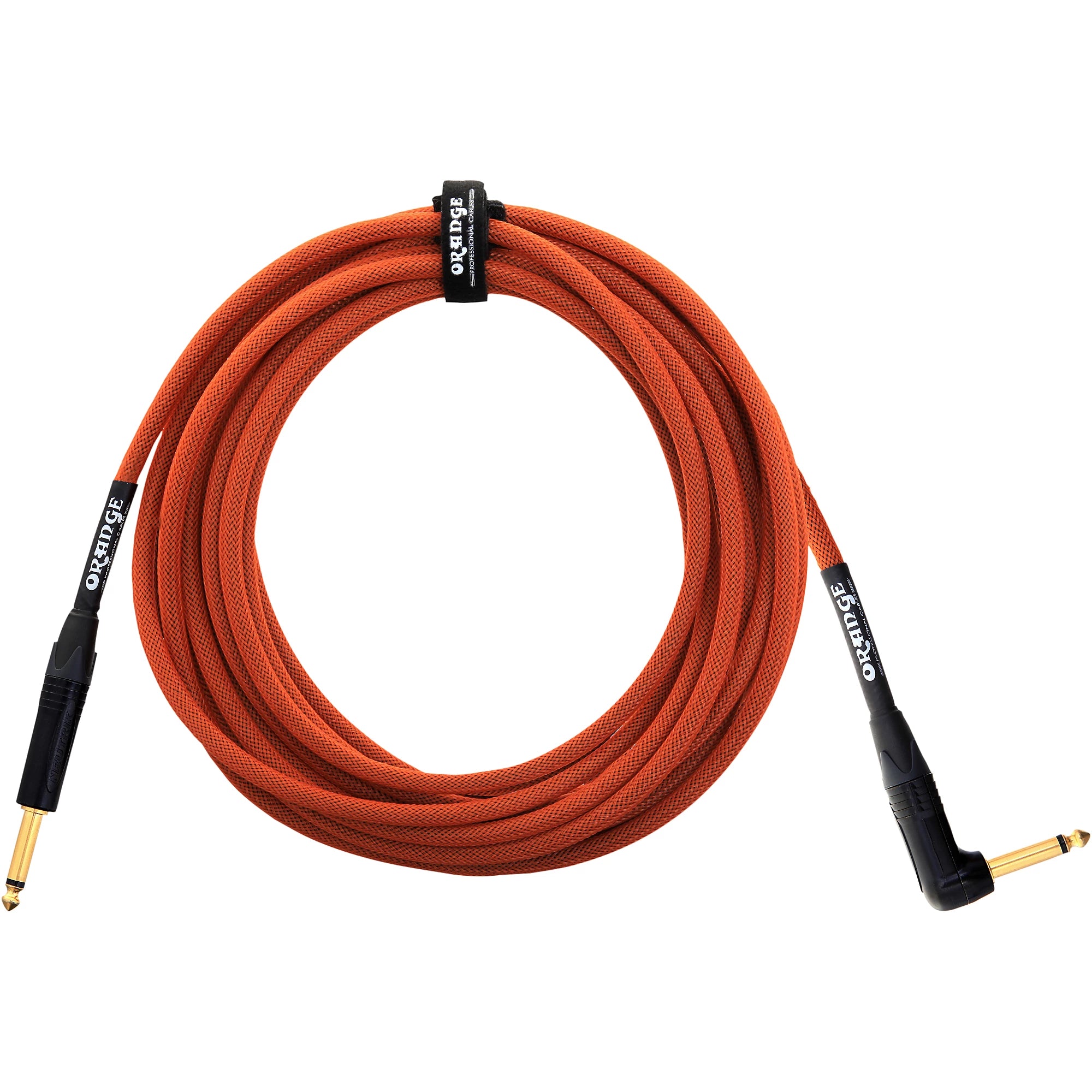 Prestige Picks® 1/4 in. Braided TS Mono Instrument Cable (Straight + Right-Angle) - Orange