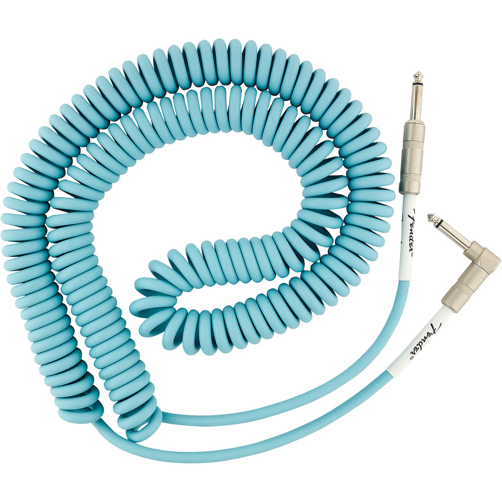 Prestige Picks® 1/4 in. Coiled TS Mono Instrument Cable (Straight + Right-Angle) - Blue