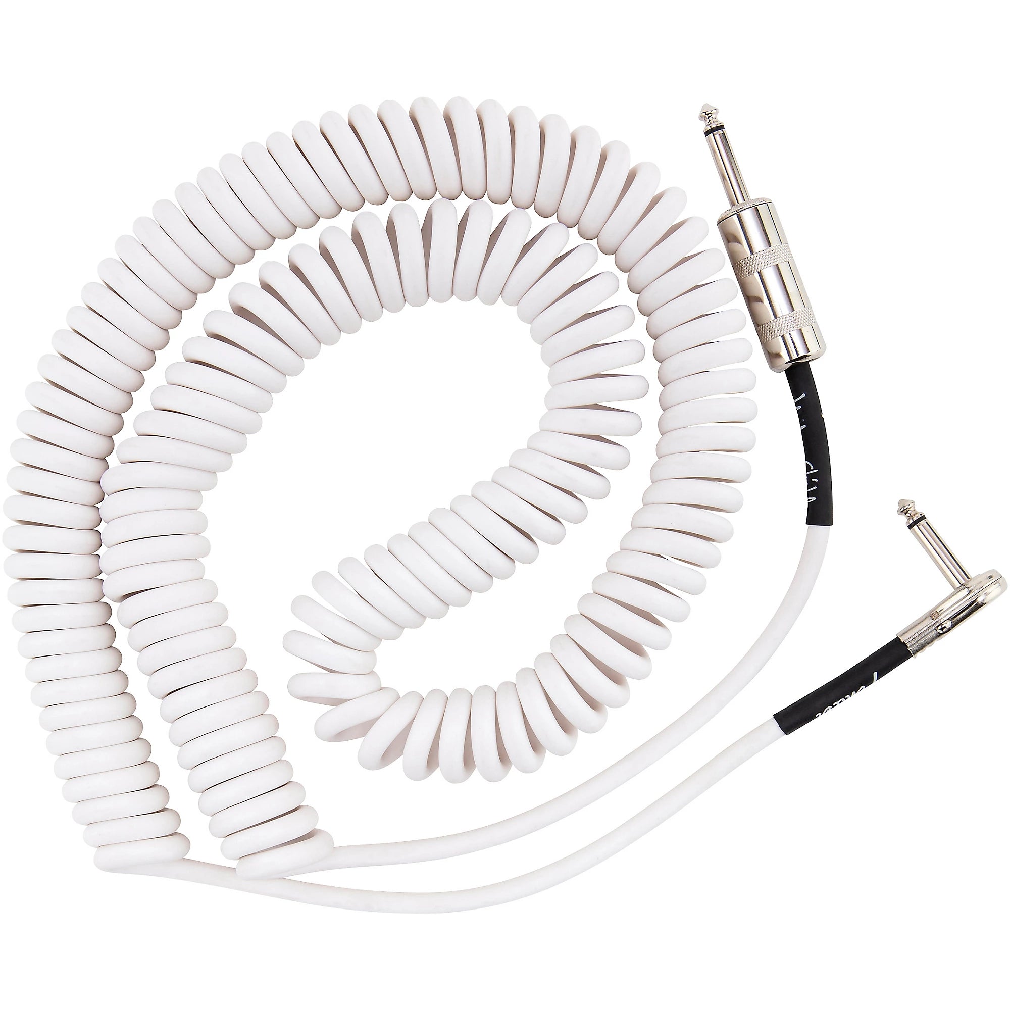 Prestige Picks® 1/4 in. Coiled TS Mono Instrument Cable (Straight + Right-Angle) - White