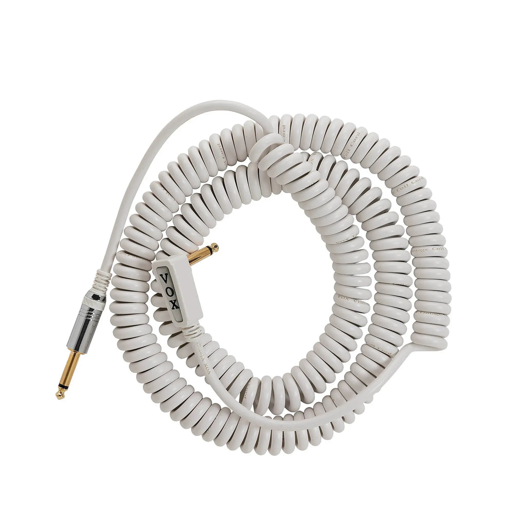 Prestige Picks® 1/4 in. Coiled TS Mono Instrument Cable (Straight + Right-Angle) - White
