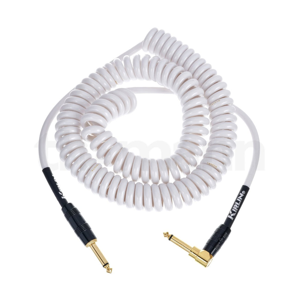 Prestige Picks® 1/4 in. Coiled TS Mono Instrument Cable (Straight + Right-Angle) - White
