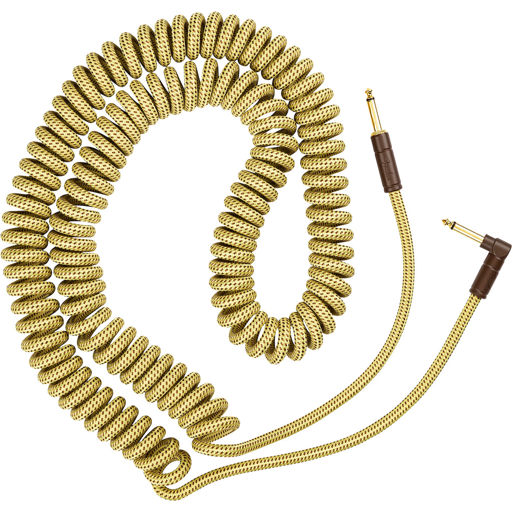 Prestige Picks® 1/4 in. Coiled TS Mono Instrument Cable (Straight + Right-Angle) - Yellow