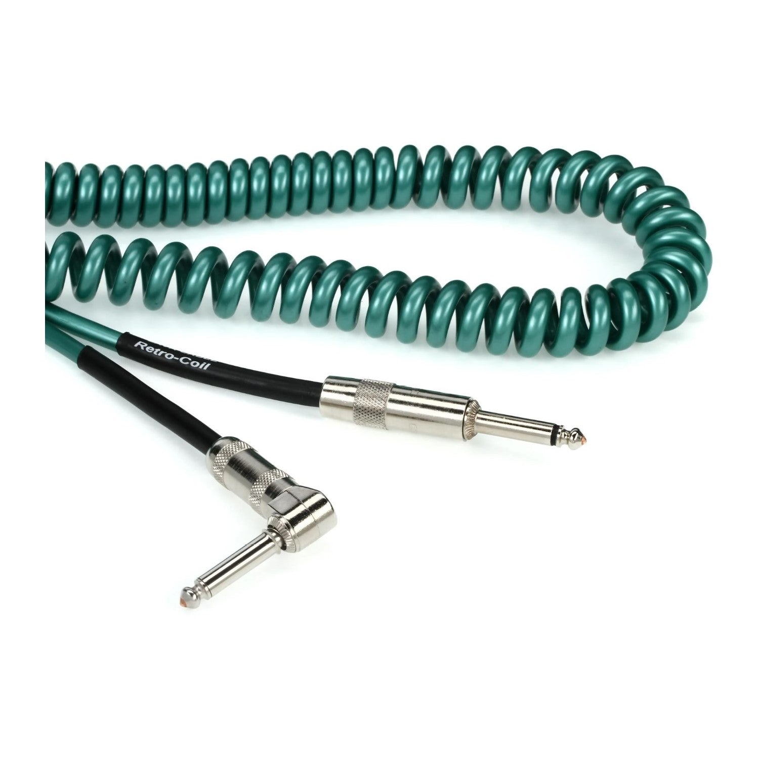 Prestige Picks® 1/4 in. Coiled TS Mono Instrument Cable (Straight + Right-Angle) - Green