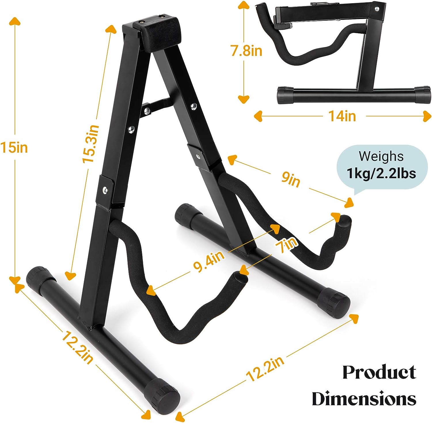 LW Essentials® Premium Collapsible Guitar Stand - A-Frame
