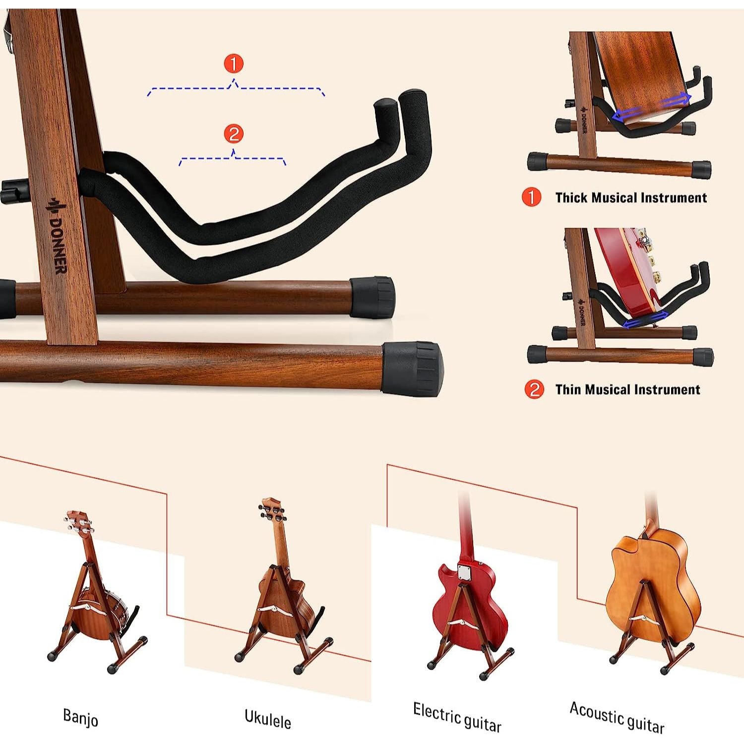 LW Essentials® Premium Wooden Guitar Stand - A-Frame