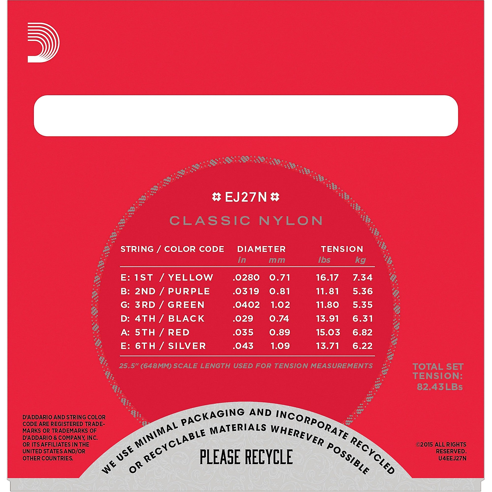 D'Addario EJ27N Normal Tension Classical Guitar Strings