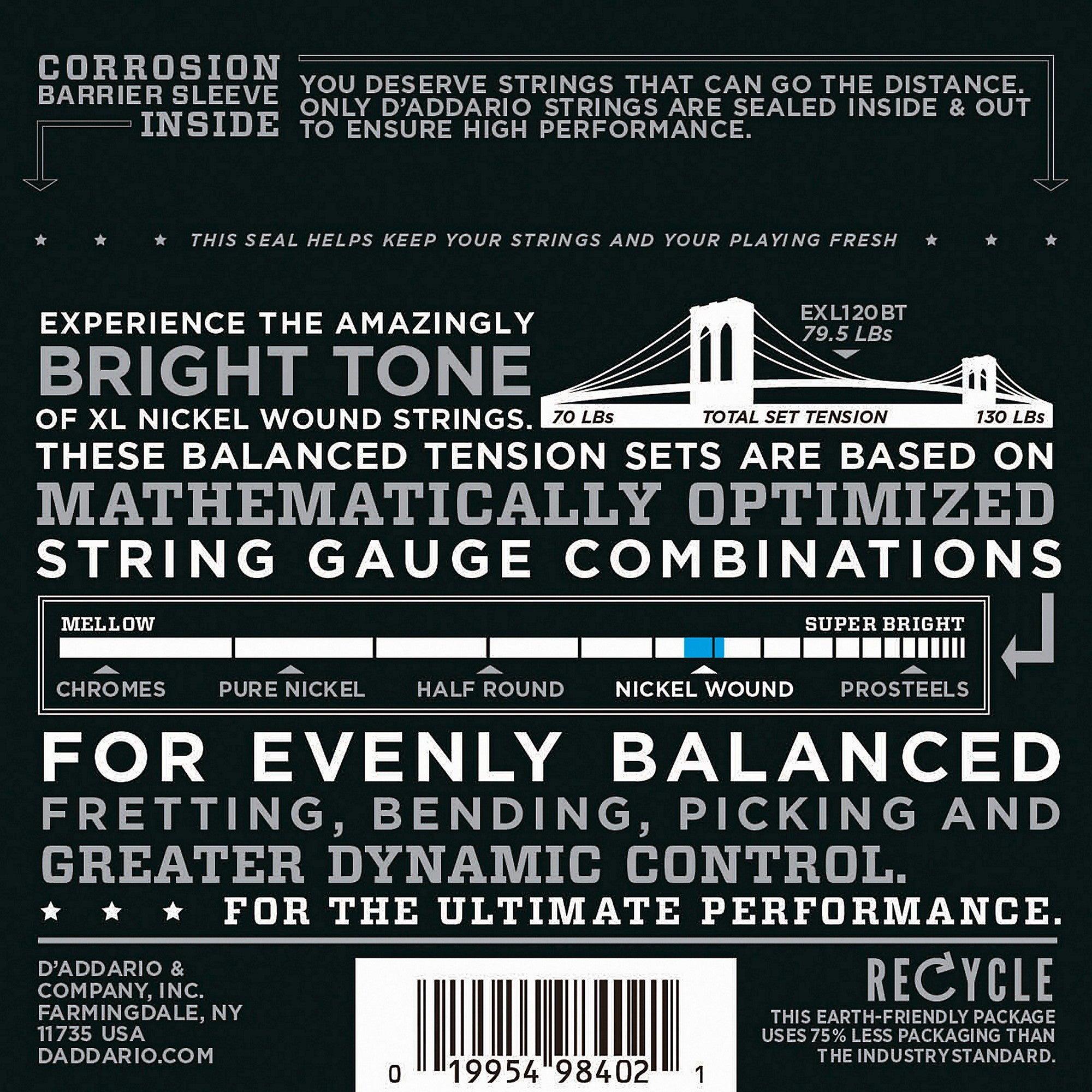 D'Addario EXL120BT Balanced Tension X-Lite Electric Guitar Strings Single-Pack