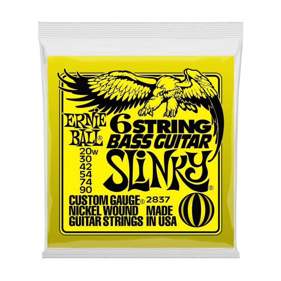 Ernie Ball 2837 Slinky 6-String Nickel Wound Bass Guitar Strings