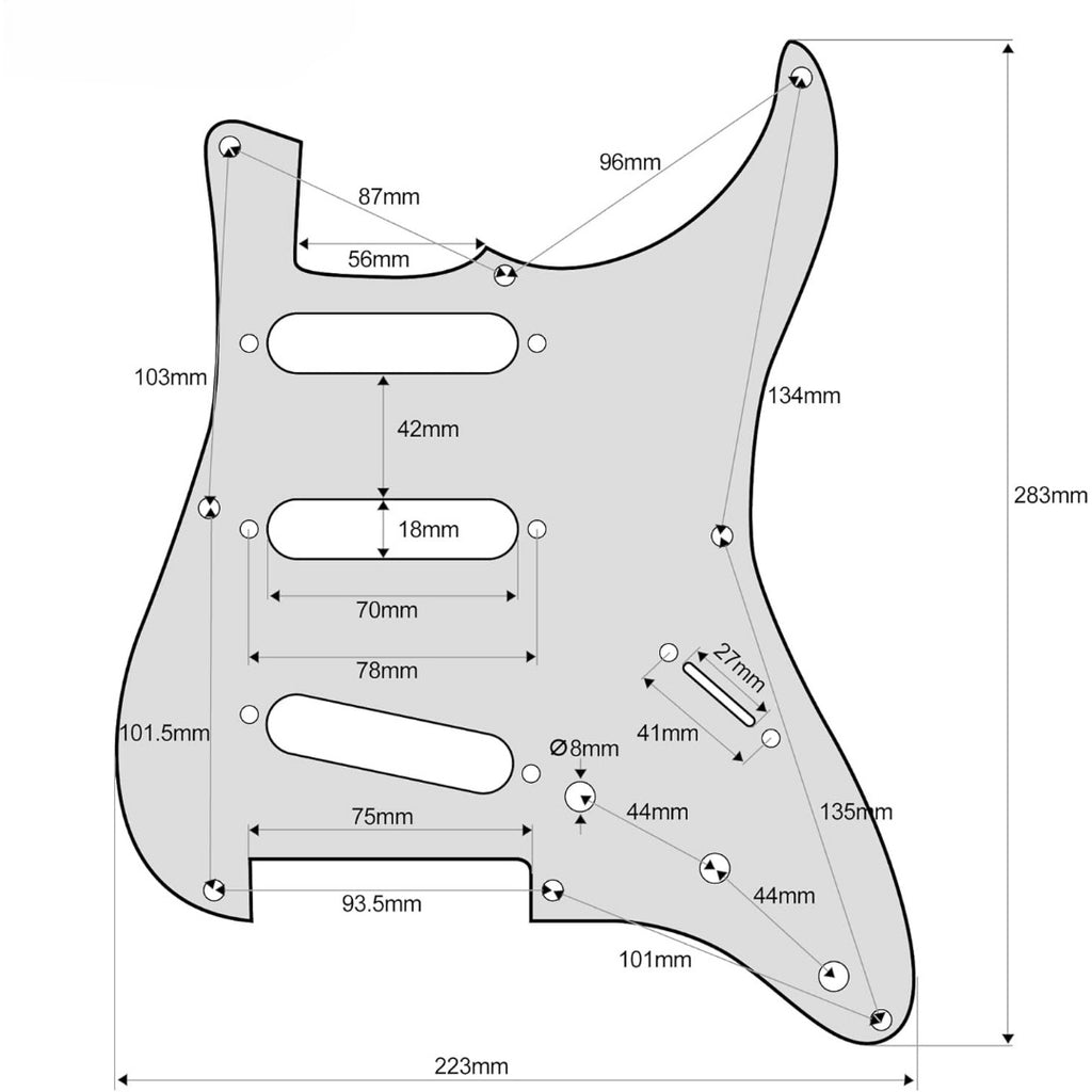LW Essentials® Basic '56 - '59 Vintage Stratocaster SSS Pickguard 8 Hole