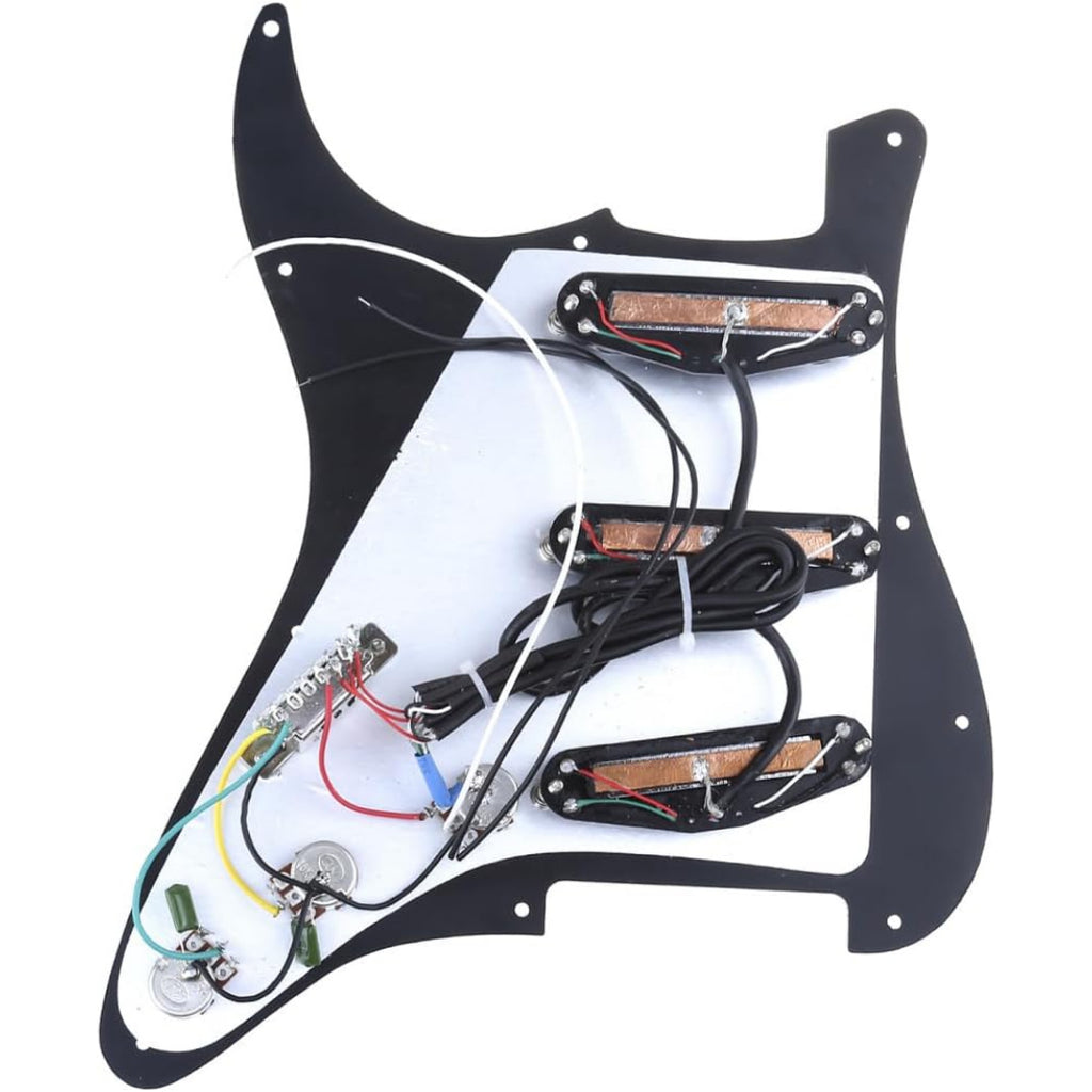 LW Essentials® Premium Stratocaster SSS Prewired Loaded Pickguard with Dual Hot Rail High Output Pickups 11 Hole