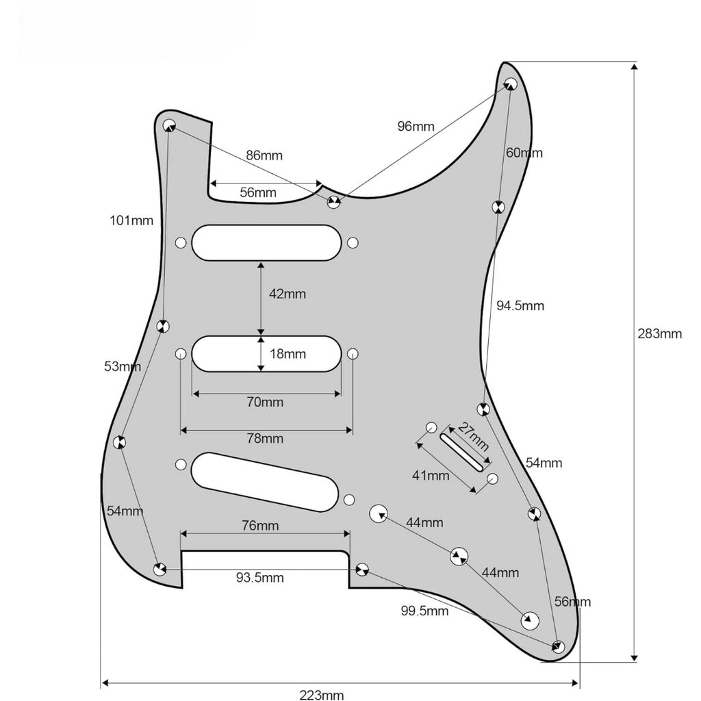 LW Essentials® Premium Stratocaster SSS Prewired Loaded Pickguard 11 Hole