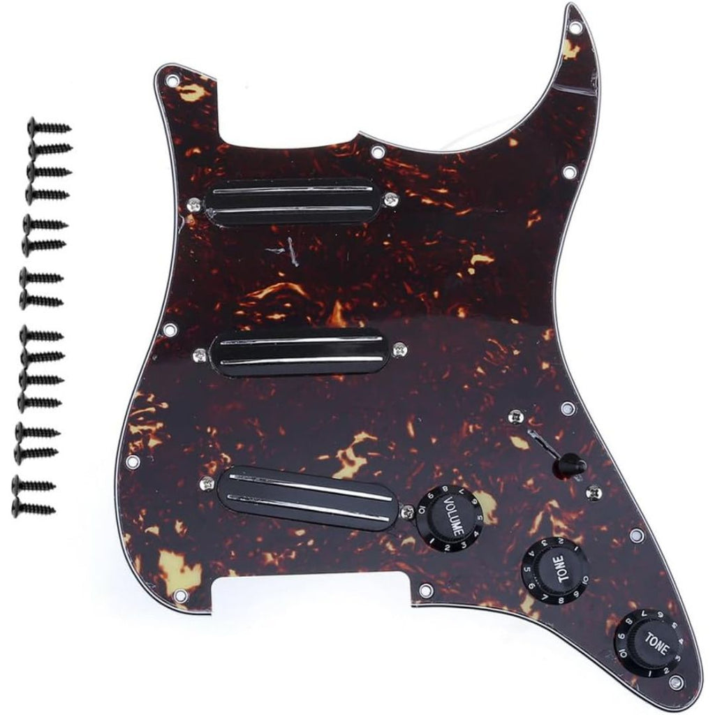 LW Essentials® Premium Stratocaster SSS Prewired Loaded Pickguard with Dual Hot Rail High Output Pickups 11 Hole