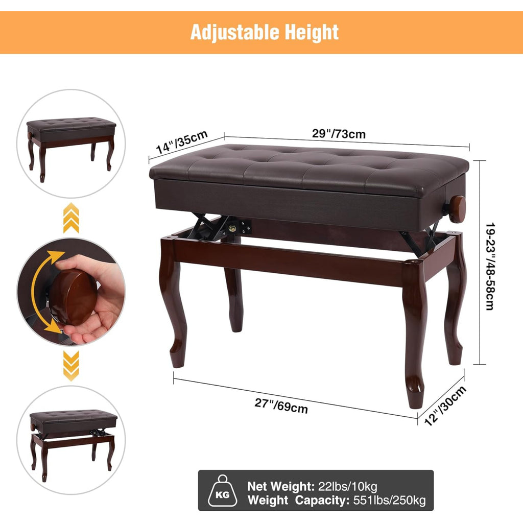 Prestige Picks® Piano Bench with Lift Mechanism