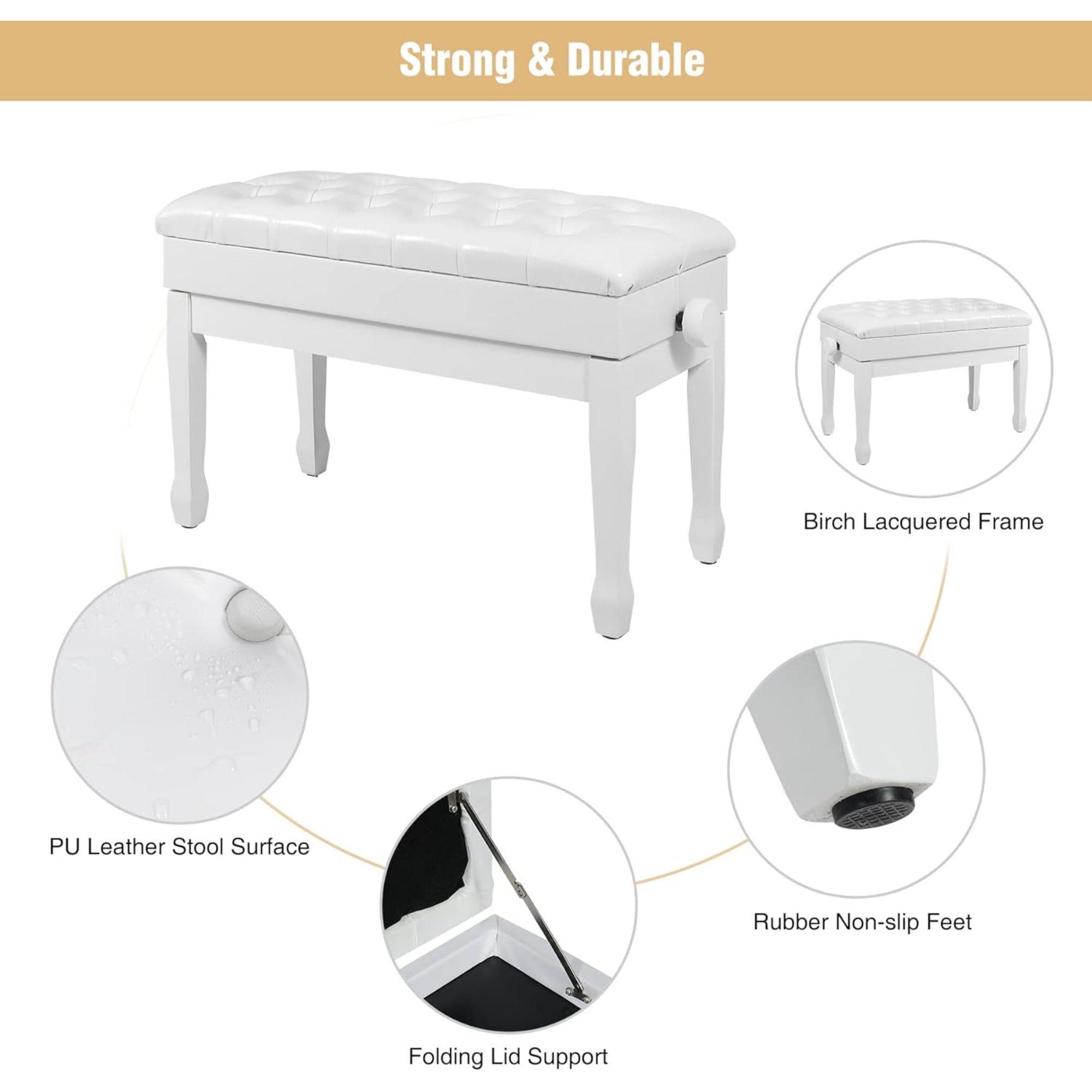Prestige Picks® Piano Bench with Lift Mechanism