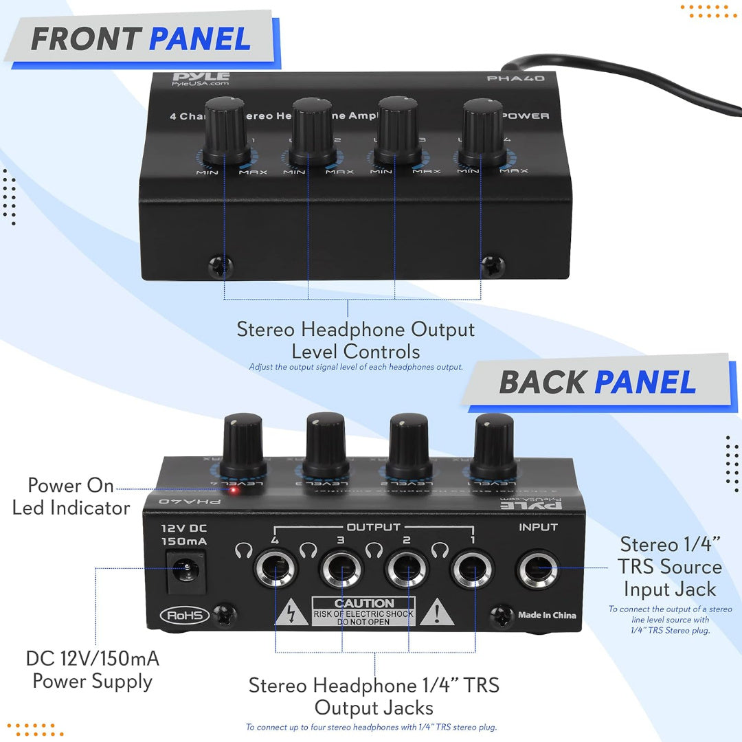 LW Essentials® Premium Portable 4-Channel Stereo Headphone Amplifier