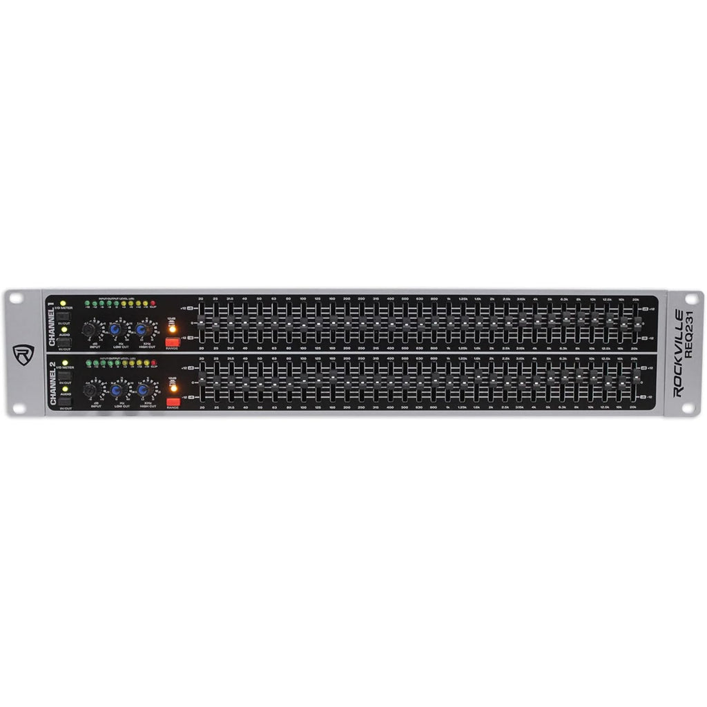 Rockville REQ231 Dual 31 Band 1/3 Octave Graphic Equalizer with Sub-Output