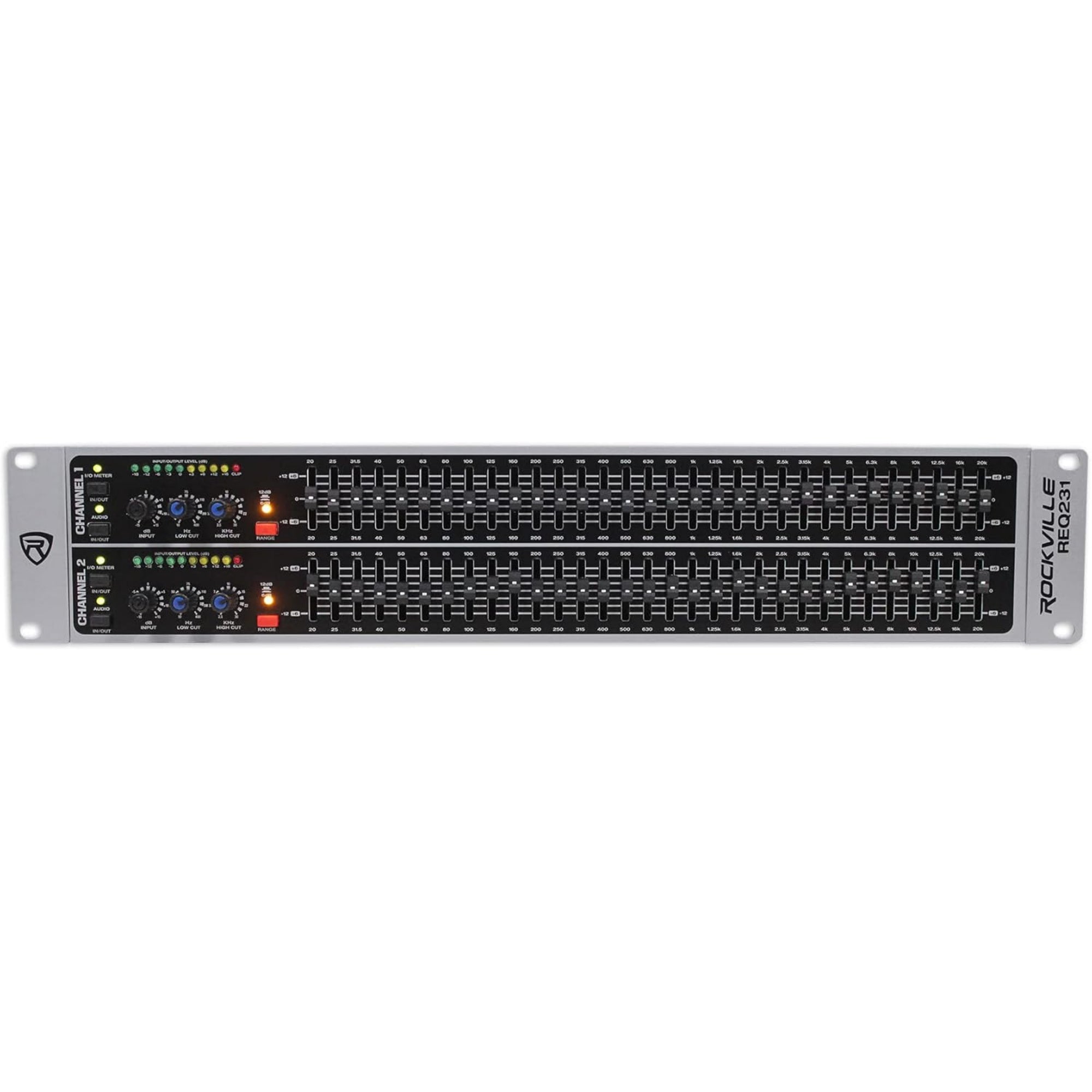 Rockville REQ231 Dual 31 Band 1/3 Octave Graphic Equalizer with Sub-Output