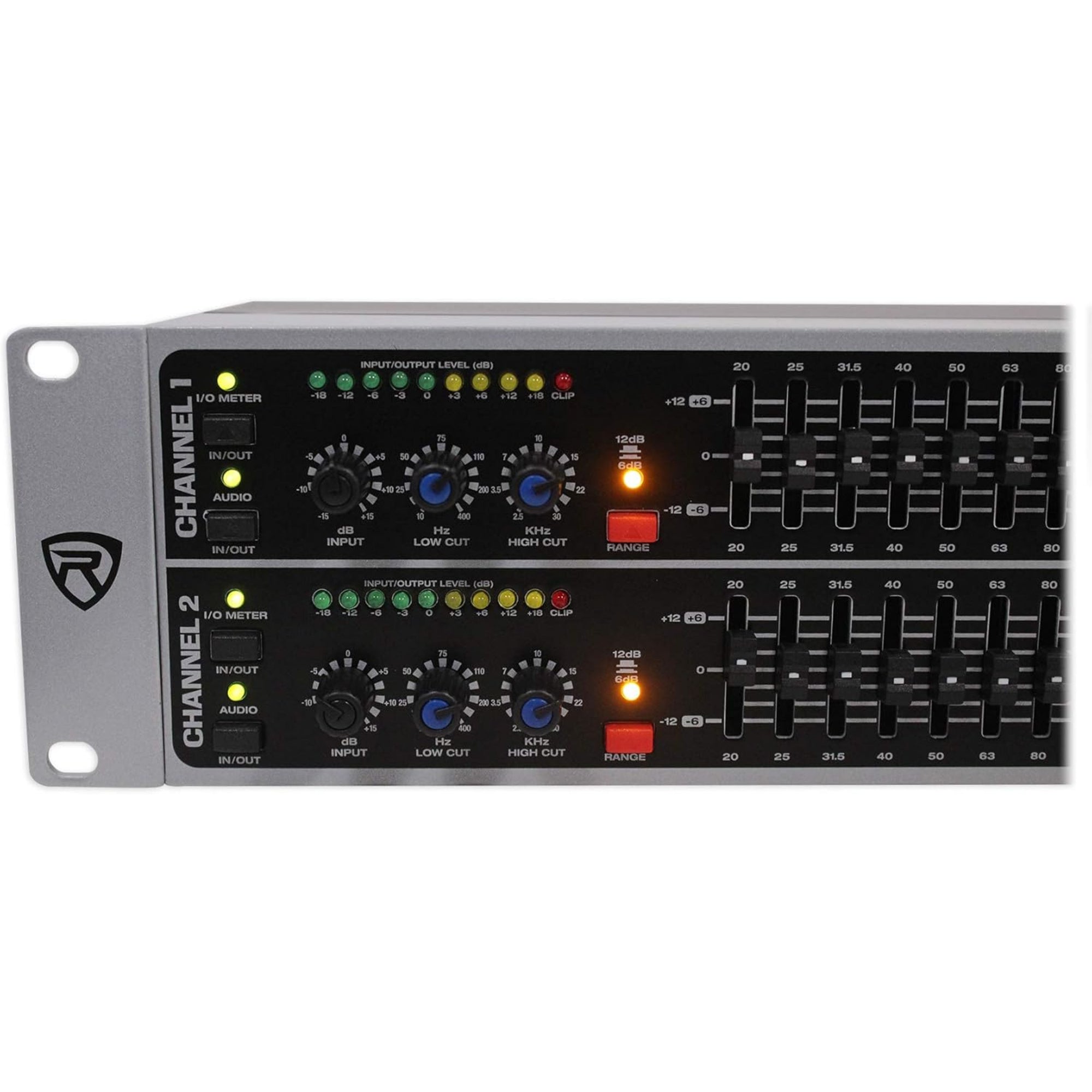 Rockville REQ231 Dual 31 Band 1/3 Octave Graphic Equalizer with Sub-Output