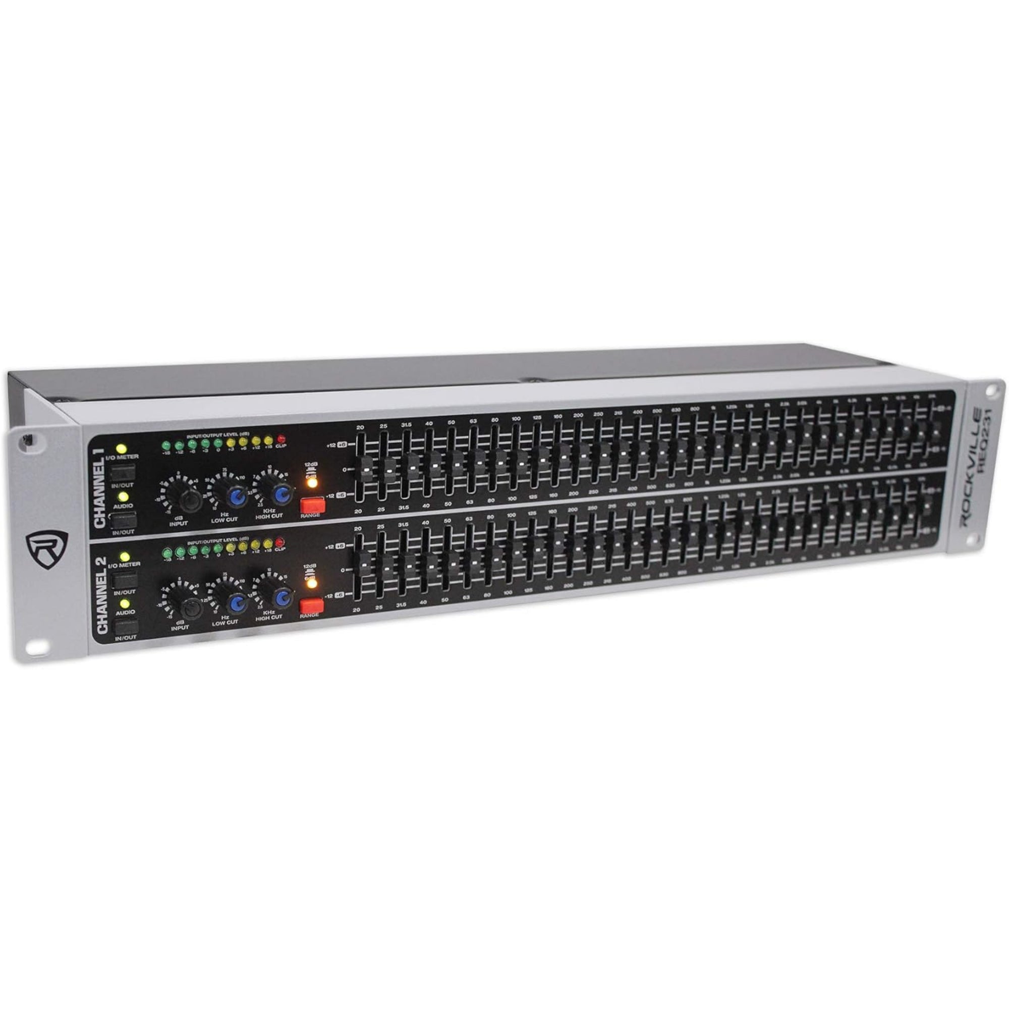 Rockville REQ231 Dual 31 Band 1/3 Octave Graphic Equalizer with Sub-Output