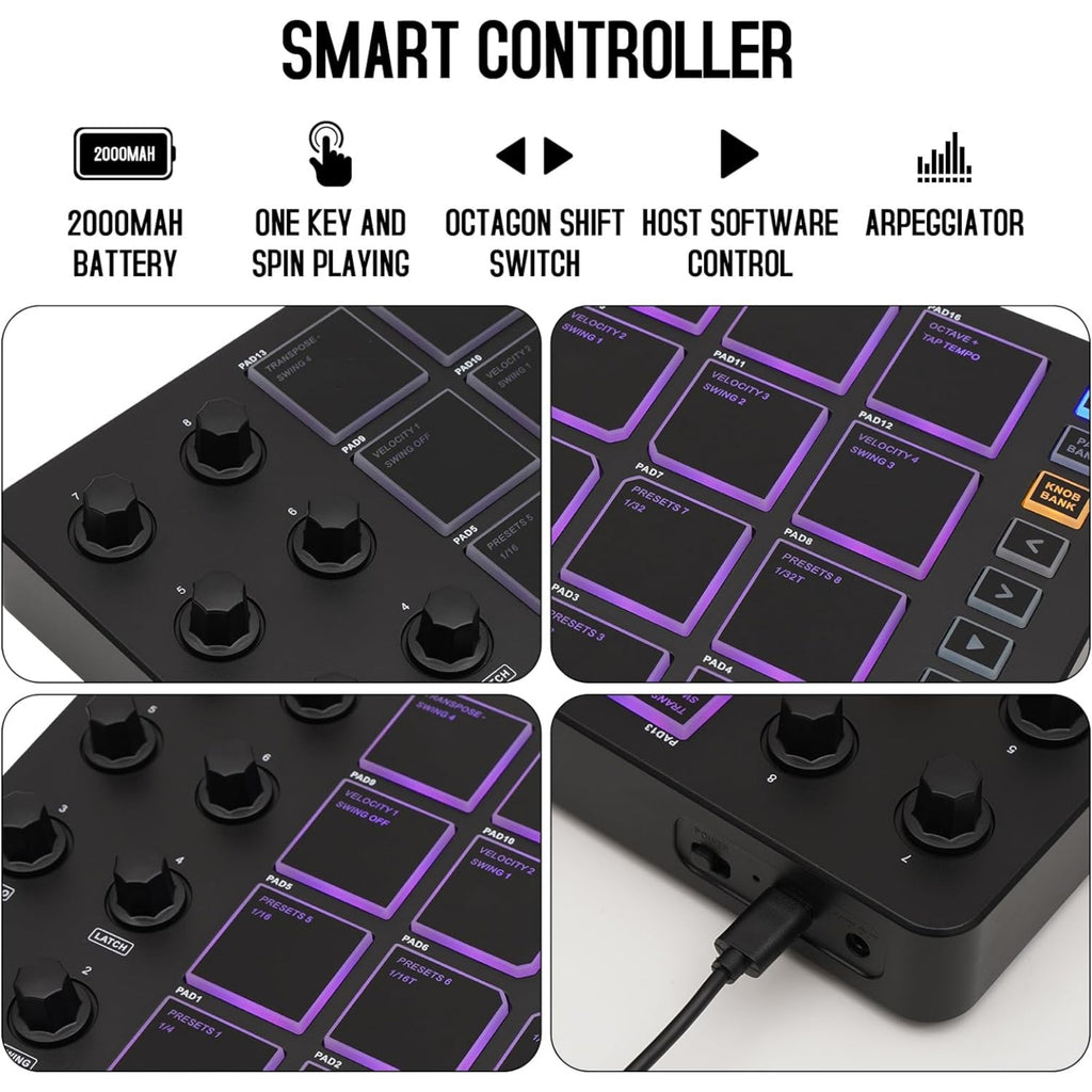 LW Essentials® Basic Wireless MIDI Controller Pad with Rechargeable Battery